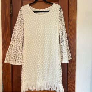 Boho Floral Cream Fringe Dress